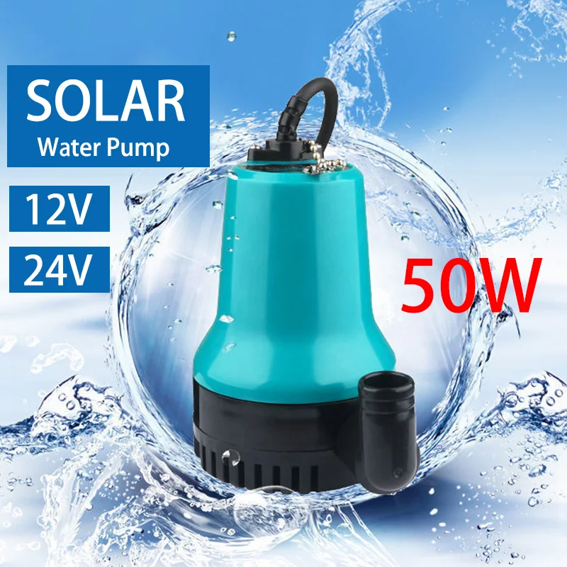 

Solar Water Pump 12V 24V DC Portable 4500L/H Brushless Motor Circulation Submersible Irrigation Fountain Fish Pond Pumping 50w