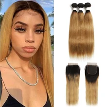 Ombre Blonde Bundles With Closure 4x4 Brazilan Straight Human Hair Bundles With Lace Closure GOODHAIR Non-Remy Hair For Women
Ombre Blonde Bundles With Closure 4x4 Brazilan Straight Human Hair Bundles With Lace Closure GOODHAIR Non-Remy Hair For Women