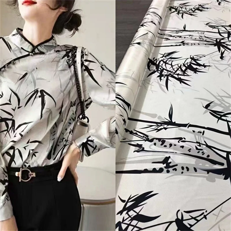 Ethnic Style Black White Twill Stretch Silk Fabric Fashion Entry Luxury Set Spring Summer Shirt Dress Designer Bamboo Div Fabric
Ethnic Style Black White Twill Stretch Silk Fabric Fashion Entry Luxury Set Spring Summer Shirt Dress Designer Bamboo Div Fabric