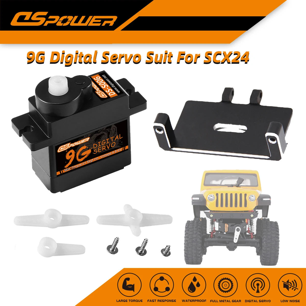 DSPOWER 9g Digital Servo 1.5kg Torque High precision with Mount Arm Set for RC Car Model Axial SCX24 Gladiator Upgrade Parts
DSPOWER 9g Digital Servo 1.5kg Torque High precision with Mount Arm Set for RC Car Model Axial SCX24 Gladiator Upgrade Parts