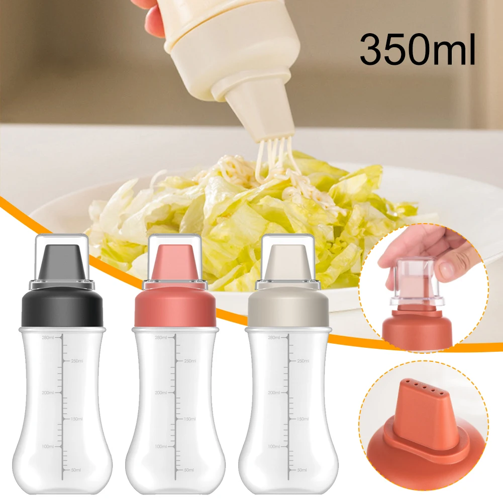 

High Quality 350ml 5 Holes Squeeze Condiment Bottles With Scales Plastic Sauce Bottles For Ketchup Mustard Salad Dressing Oil