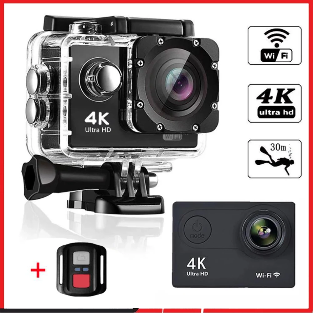 

Ultra HD 4K Action Camera H9R WiFi 12MP 2" LCD 30M Waterproof 170D Remote Control Helmet Bicycle Video Camera Outdoor Sport Cam