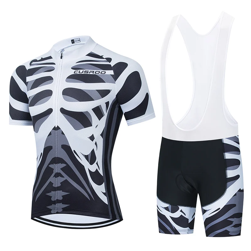 

New Summer Skeleton Cycling Jersey Set Men's Ciclismo Clothing Road Bike Shirts Suit Bicycle Bib Shorts MTB Wear Maillot Culotte