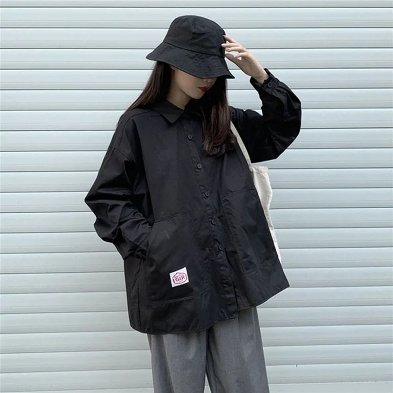 QWEEK Blouse Harajuku Black Shirt Korean Style Women's Outerwear Sweet Soft Girl Oversized Long Sleeve Top Casual Fashion Autumn
QWEEK Blouse Harajuku Black Shirt Korean Style Women's Outerwear Sweet Soft Girl Oversized Long Sleeve Top Casual Fashion Autumn