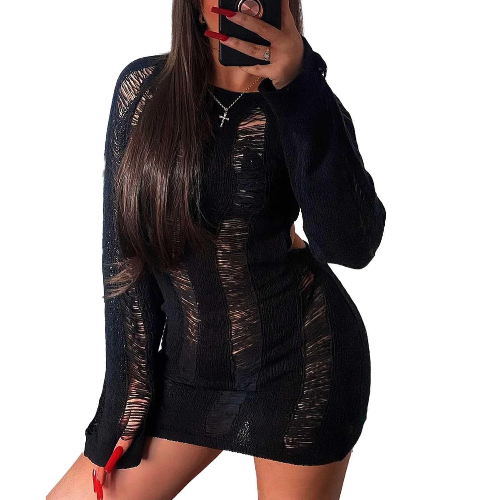 Women Y2K Casual Fashion Cutout Dress Long Sleeve Solid Color Round Neck Party Short Wrapped Midi
Women Y2K Casual Fashion Cutout Dress Long Sleeve Solid Color Round Neck Party Short Wrapped Midi