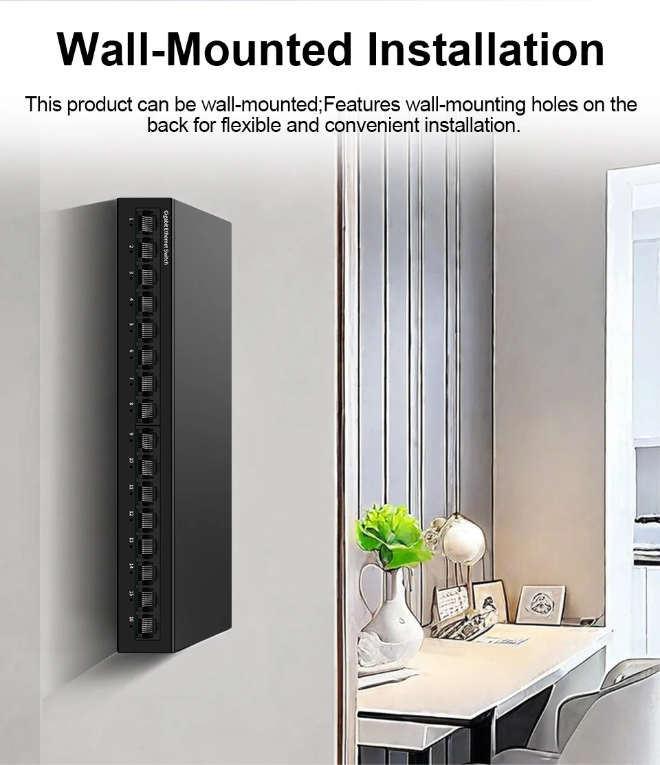 S72e490706e4849b392b413d747baf5cfT HORACO 16 Port Gigabit Network Switch Unmanaged 1000M Switch Desktop Plug and Play Fanless Homelab Ethernet Switch