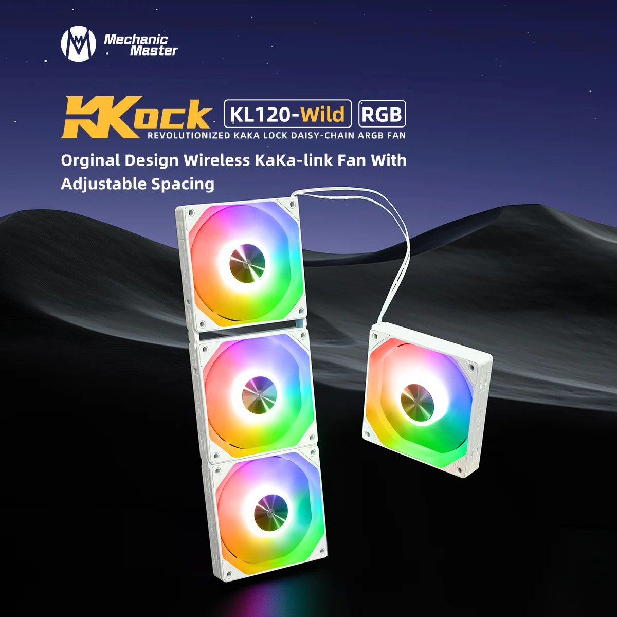 

【Kaka Lock】KL120-Wild Inovative Link Way Black/Pure White 12CM ARGB PWM Temperature Control Mechanic Master PC Fan Computer Fan