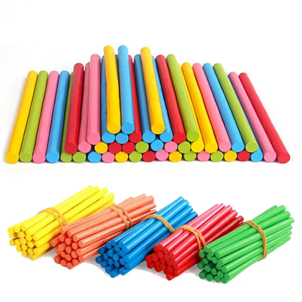 

100pcs Bamboo Color Counting Sticks Montessori Teaching Aids Mathematics Counting Rod Kids Preschool Math Learning Toy for Child