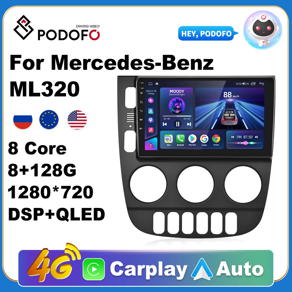 Podofo AI Voice Android Carplay Car Radio For Mercedes Benz ML320 2003-2005 2din 4G Multimedia Navigation GPS autoradio DSP
Podofo AI Voice Android Carplay Car Radio For Mercedes Benz ML320 2003-2005 2din 4G Multimedia Navigation GPS autoradio DSP