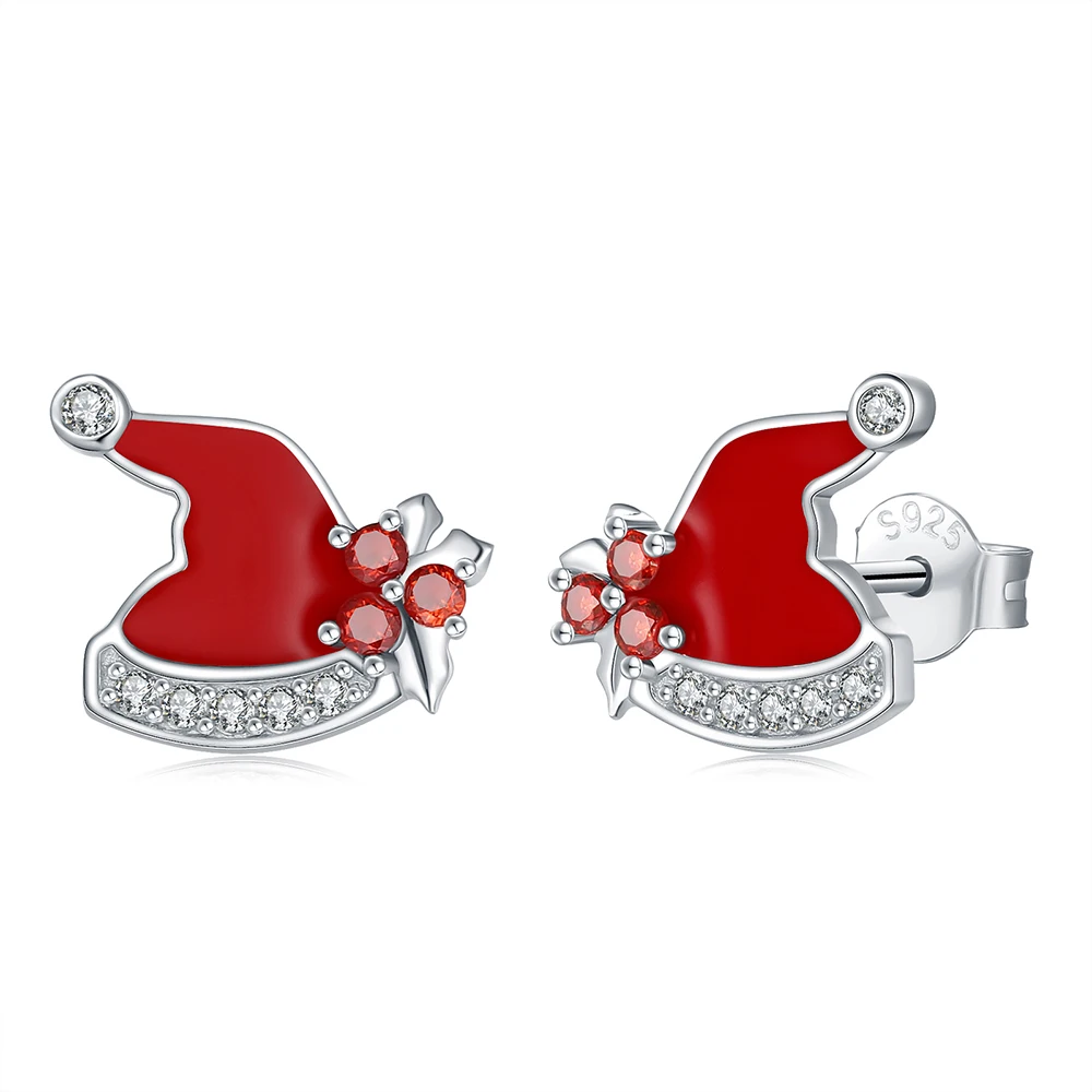 925 Sterling Silver Cute Santa Hat Stud Earrings Red Enamel Christmas Birthday Fine Jewelry For Women Teen Girls Friend Gifts
925 Sterling Silver Cute Santa Hat Stud Earrings Red Enamel Christmas Birthday Fine Jewelry For Women Teen Girls Friend Gifts