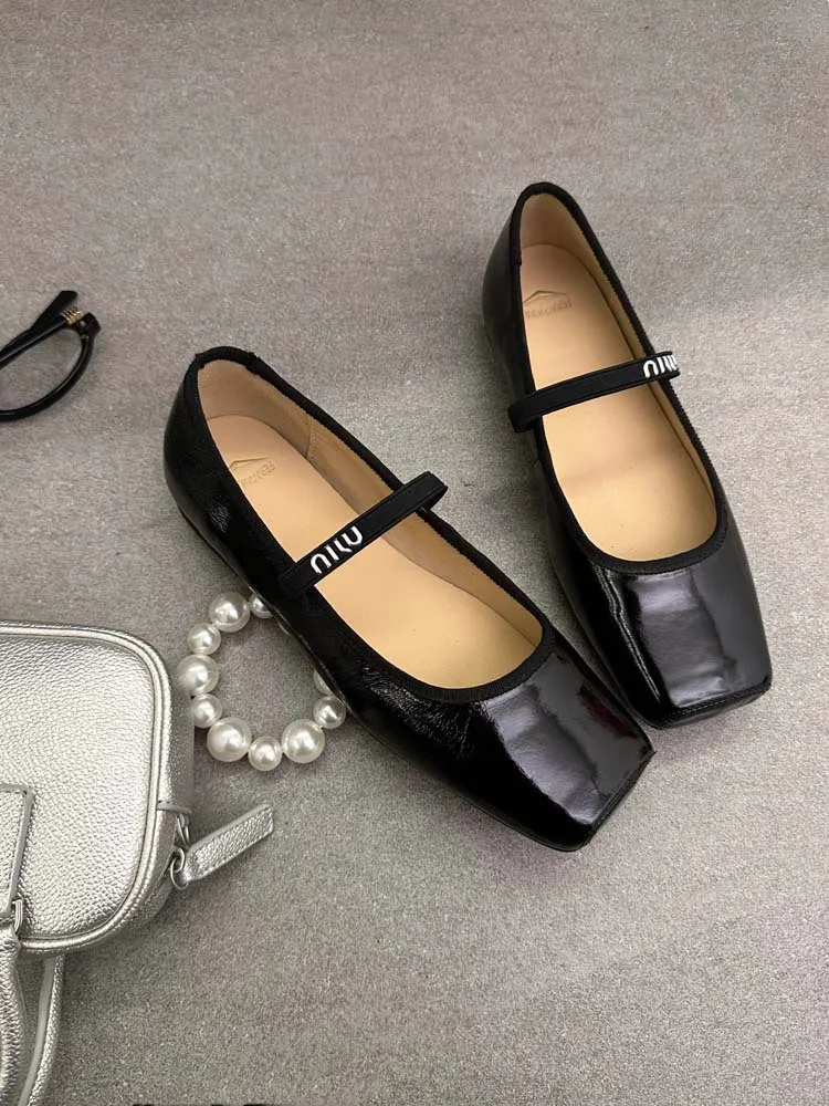 Women Ballet Flats Fashion Square Toe Pumps Female Mary Jane Shoes Soft Leather Slip-on Casual Shoes Office Lady Work Thin Shoes S72eb6c519e5349218ea215ac39ab0f7dc
