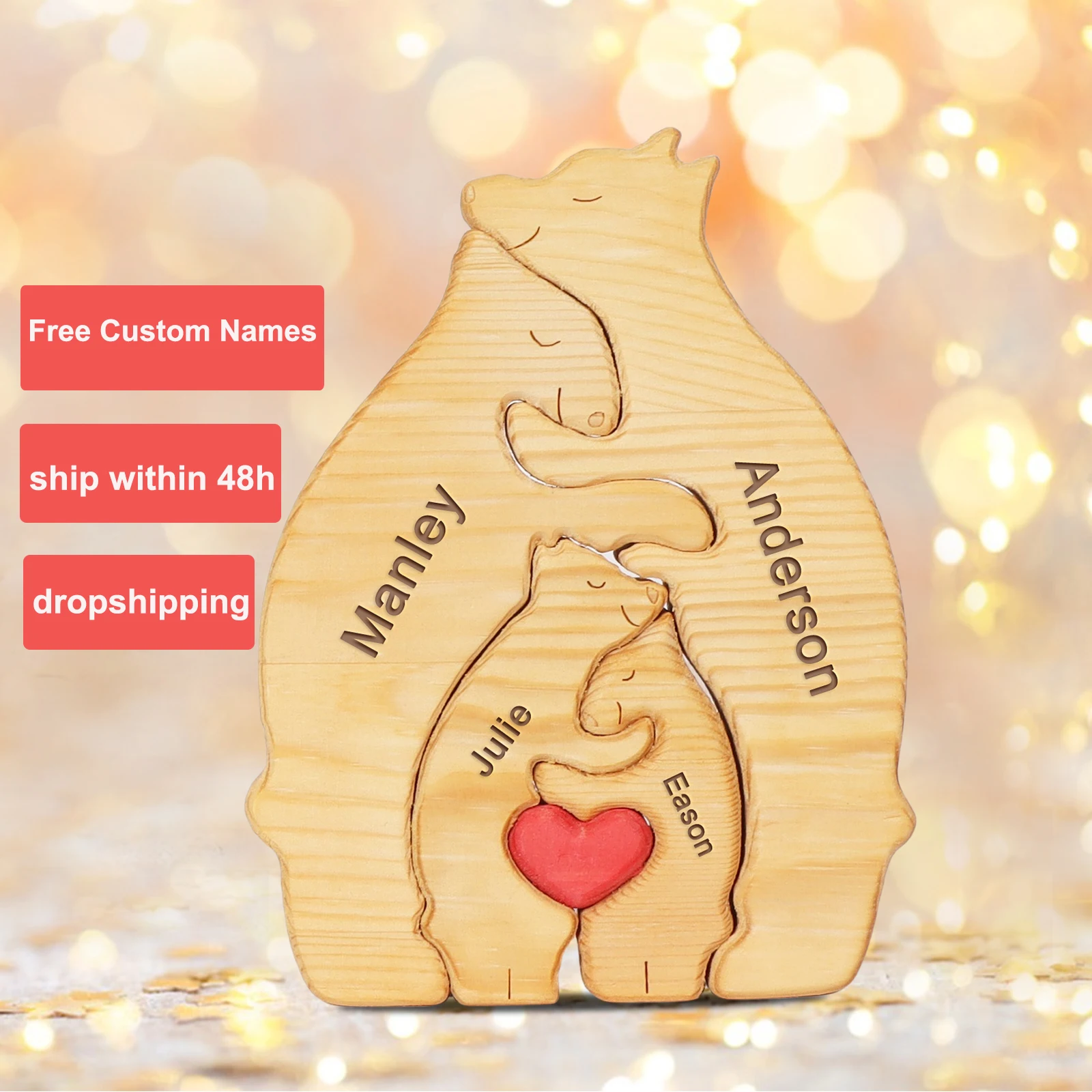 Free Engraving Name Puzzle Personalized Custom Bear Family Wooden DIY Sculpture Home Decor Figurines Christmas Birthday Gift
Free Engraving Name Puzzle Personalized Custom Bear Family Wooden DIY Sculpture Home Decor Figurines Christmas Birthday Gift