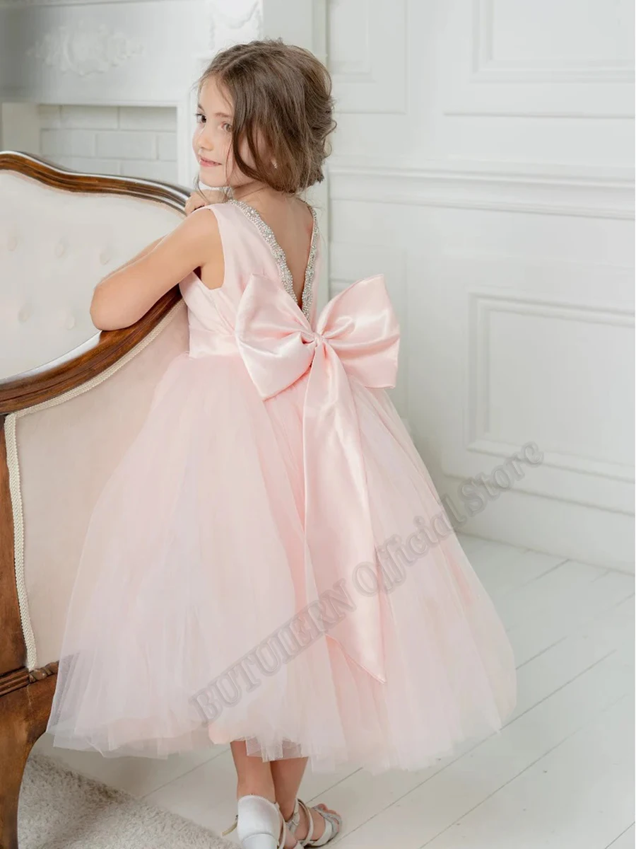 

Pink Blush Tulle Pincess Flower Girl Dresses Ball Gown Baby Girls Couture Birthday Wedding Party Dresses Costumes Customised