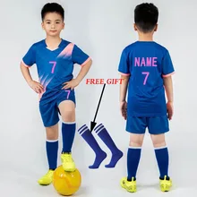 Football Jersey Tracksuit Child Soccer Sports Uniforms Girls Boys Play Ball Sportswear Kits Vest Children Football Suit Socks