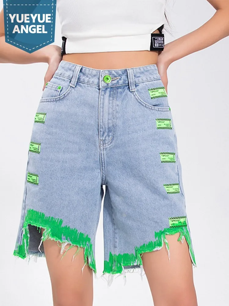 High Street Women Ripped Denim Shorts High Waist Color Printed Casual Short Jeans Female Fashion Summer Loose Straight Shorts
High Street Women Ripped Denim Shorts High Waist Color Printed Casual Short Jeans Female Fashion Summer Loose Straight Shorts
