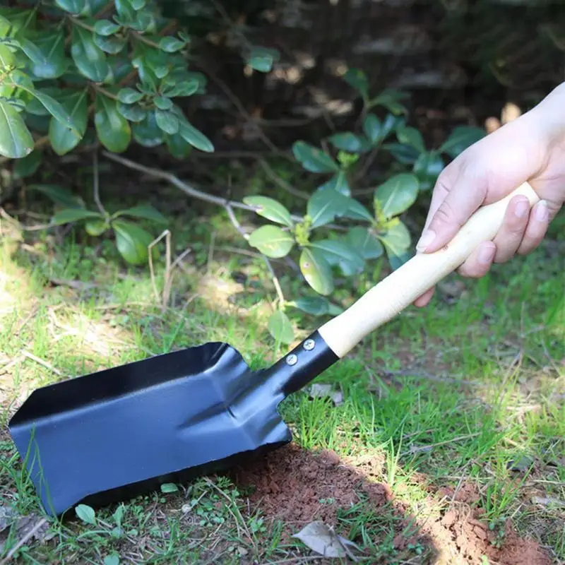 

Garden Digging Spade Gardening Shovel Wooden Handle Heavy Duty Multifunctional Garden Trowel Tool For Gardening Soil Planting
