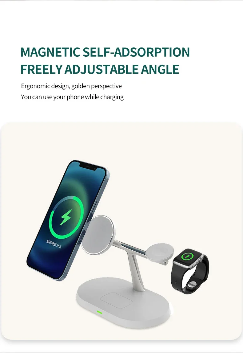Wireless Charger Stand Magnetic for iPhone 15 14 13 12 Pro Max Apple Watch 9 8 7 Airpods Pro 3 In 1 Fast Phone Charging Sation Wireless Charger Stand Magnetic for iPhone 15 14 13 12 Pro Max Apple Watch 9 8 7 Airpods Pro 3 In 1 Fast Phone Charging Sation