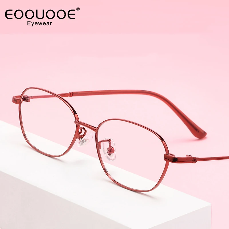 

New Fashion Metal Glasses Women's Eyewear Myopia Optical Reading Hyperopia Oculos Prescription Burgundy Design