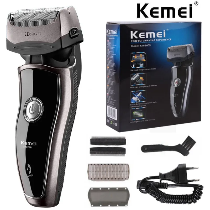 

Kemei Original km-8009 Men's Professional Electric Foil Shaver with 2 Spare Shaving Heads Rechargeable and Cordless Razor set