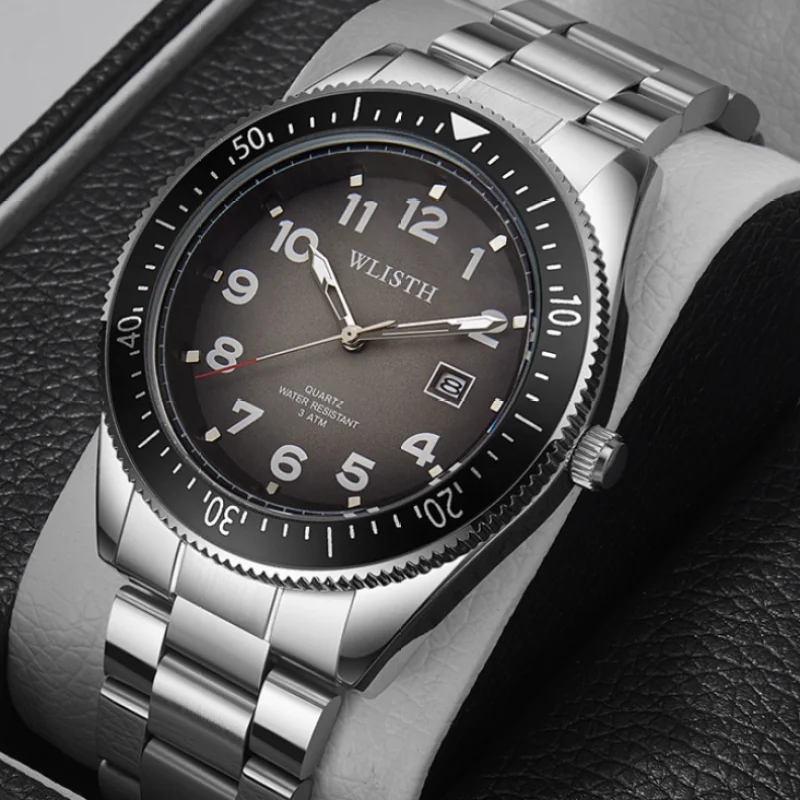 

New Men Watch Luxury Fashion Business Stainless Steel Strap Luminous Quartz Wrist Watches for Men Gift Set Relogio Masculino