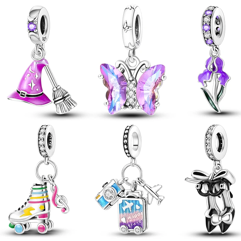 

Real 925 Sterling Silver Luminous Unicorn Ice Skates Journey Charms Beads Fit Pandora 925 Original Bracelets Fine DIY Jewelry