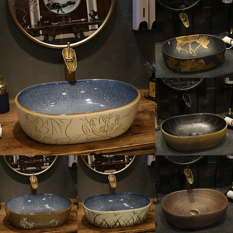 Oval Retro Table Basin Black Wash Basin Square Chinese Art Washbasin Ceramic Basin Washbasin
Oval Retro Table Basin Black Wash Basin Square Chinese Art Washbasin Ceramic Basin Washbasin