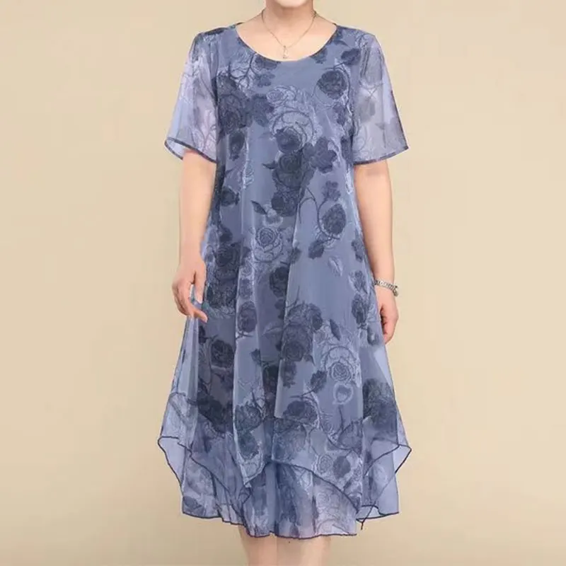 

Elegant Fashion Harajuku Slim Fit Female Clothes Loose Casual Sweat All Match A-line Skirt O Neck Insert Short Sleeve Dresses