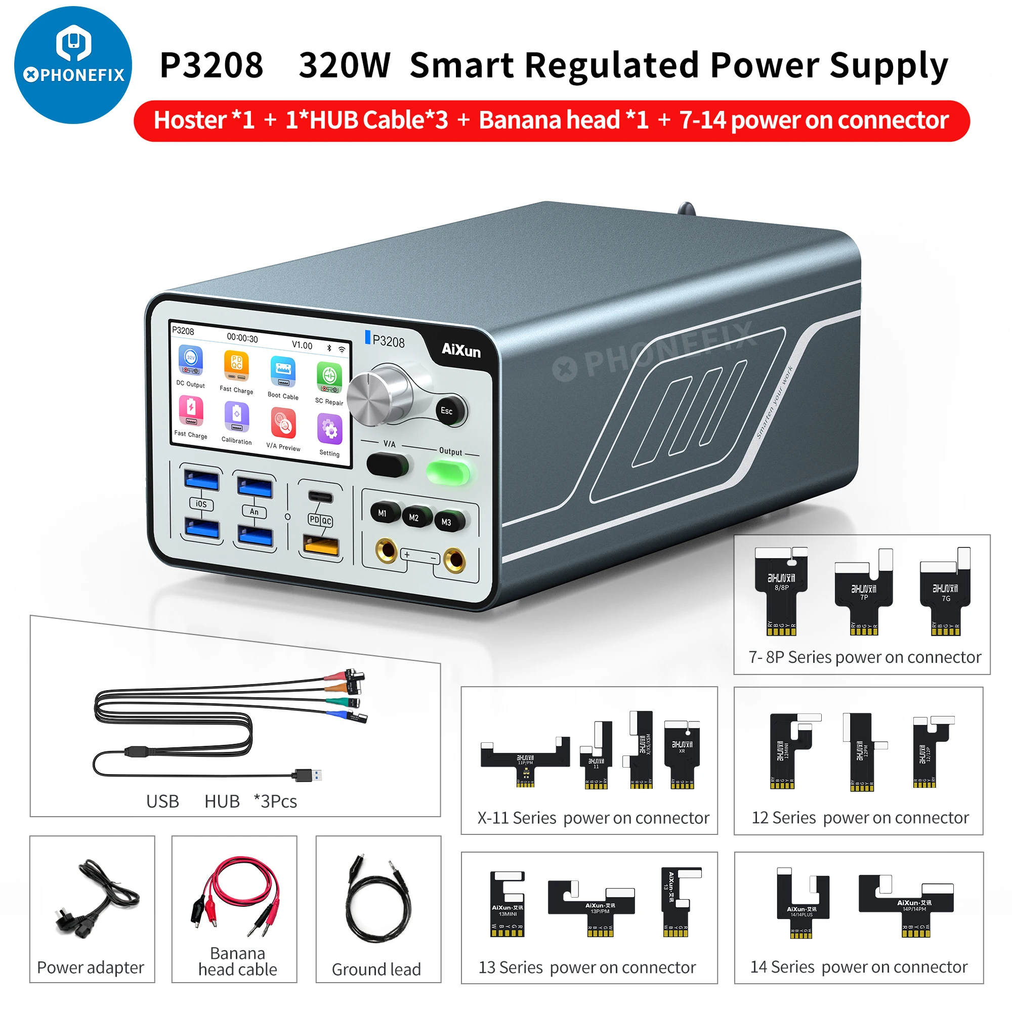 

Aixun P3208 Intelligent Power Supply 32V/8A Smart Voltage Ammeter Regulator Current Power Short Circuit Tester For iPhone 6-14PM