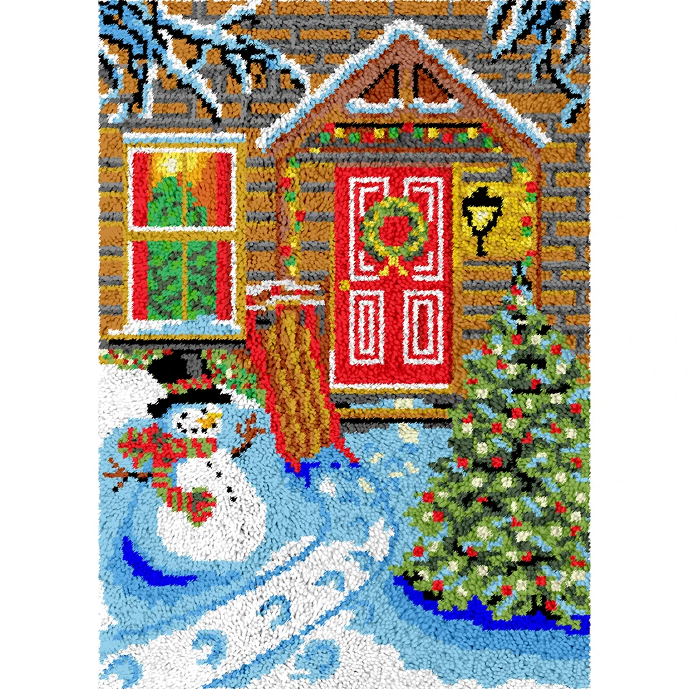 

Christmas decoration Smyrna latch hook kit with printed pattern Carpet embroidery Tapestry Crafts for adults Rug making kits