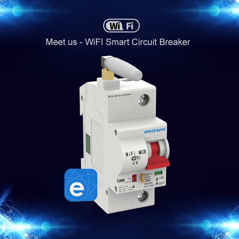 

WiFi 1P Smart Circuit Breaker Automatic Switch Smart Home Overload Short Circuit Protection Work with Alexa home
