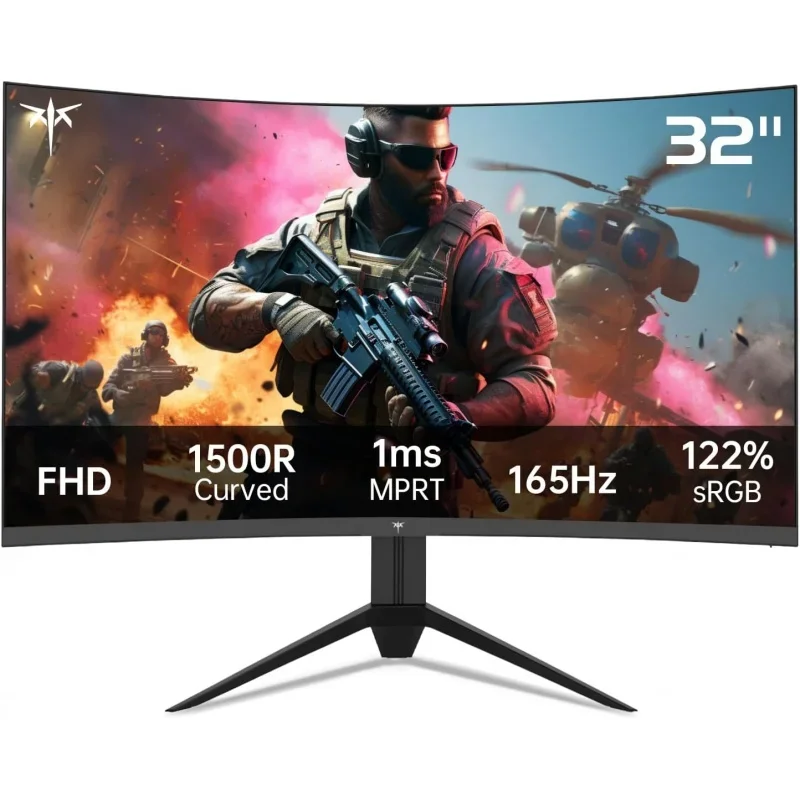 

32 дюймовый изогнутый игровой монитор FHD 1080p-изогнутый монитор VA 1500R, 165 Гц 1ms MPRT, FreeSync & G-Sync, 122% sRGB, DP/HDMI, VE