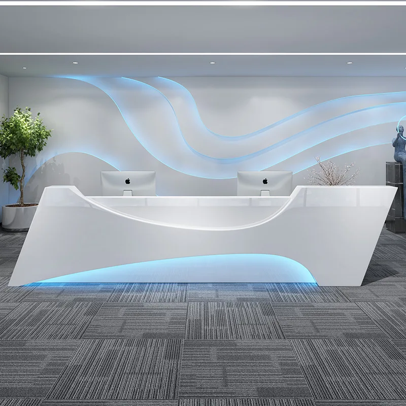 Simple Desk at the Front Desk Special-Shaped Reception White Welcome Desk Lobby Bar
Simple Desk at the Front Desk Special-Shaped Reception White Welcome Desk Lobby Bar