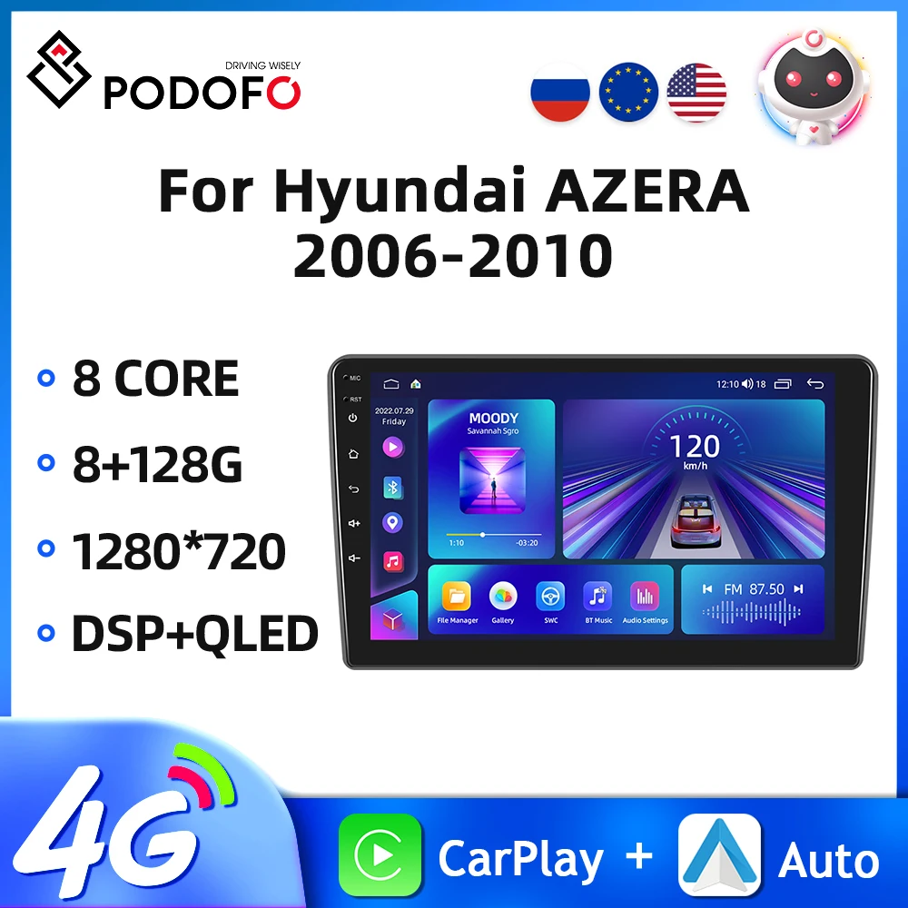 Podofo Android 11 9Inch Car Radio For Hyundai AZERA 2006-2010 2Din Automotive Multimedia GPS Navigation Carplay Auto Car Audio
Podofo Android 11 9Inch Car Radio For Hyundai AZERA 2006-2010 2Din Automotive Multimedia GPS Navigation Carplay Auto Car Audio
