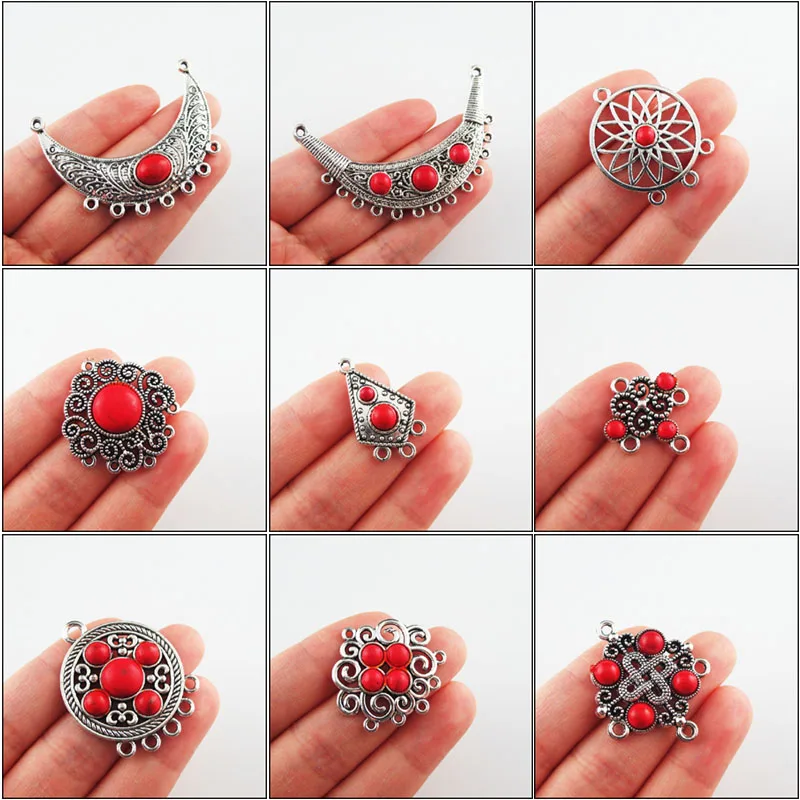 Retro Tibetan Silver Plated Flower Moon Round Red Turquoise Stone Charms Pendants Connectors
Retro Tibetan Silver Plated Flower Moon Round Red Turquoise Stone Charms Pendants Connectors