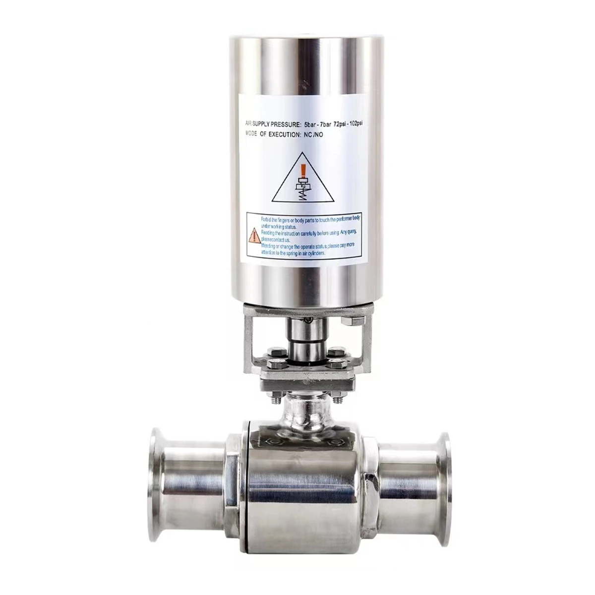 

2" Tri Clamp OD 64MM Pneumatic Sanitary Ball Valve Two Way Actuator Single Acting Stainless Steel 304