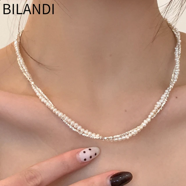 Bilandi-Collier de petites perles simulées pour femmes, bijoux fantaisie, deux couches, cadeau de mariage, accessoires de fête pour filles, offre spéciale 1
