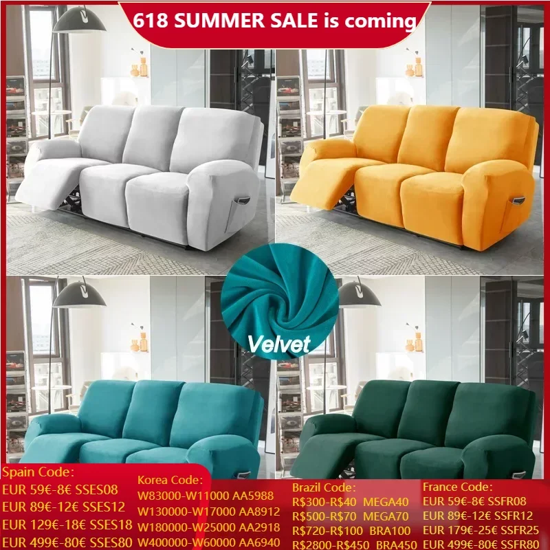 1 2 3 Seater Velvet Recliner Sofa Cover Elastic Split All-inclusive Sofa Slipcovers Lounge Armchair Covers with Side Pocket
1 2 3 Seater Velvet Recliner Sofa Cover Elastic Split All-inclusive Sofa Slipcovers Lounge Armchair Covers with Side Pocket