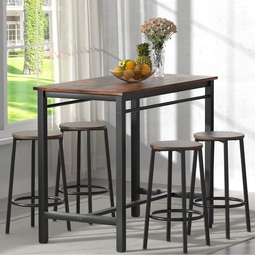 Dining Table Set With 4 Bar Stools Kitchen Dining Table and Chairs Set for 4 Iron Frame Counter Height Dining Sets for Home Room
Dining Table Set With 4 Bar Stools Kitchen Dining Table and Chairs Set for 4 Iron Frame Counter Height Dining Sets for Home Room