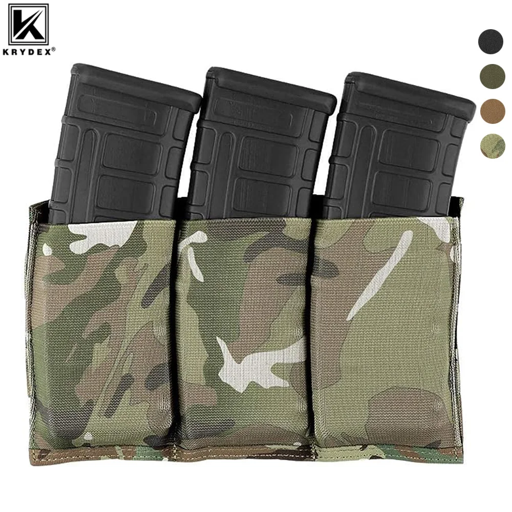 

KRYDEX Fast Draw Tactical Molle Elastic Triple 5.56 .223 M4 M16 AR Rifle Magazine Pouch Mag Carrier Holster Vest Accessories