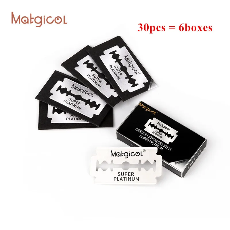 30 шт. = 6 коробок, лезвия для бритвы с двойной кромкой, лезвия из нержавеющей стали, используемые для складного ножа с бритьем и удалением волос 
30 шт. = 6 коробок, лезвия для бритвы с двойной кромкой, лезвия из нержавеющей стали, используемые для складного ножа с бритьем и удалением волос