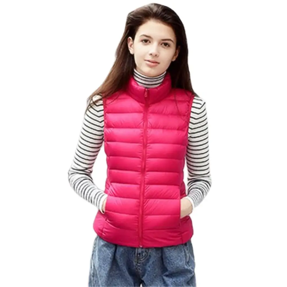 

2024 New Women 90% White Duck Down Vests Ultra Light Duck Down Waistcoat Jacket Autumn Winter High Collar Sleeveless Puffer Coat