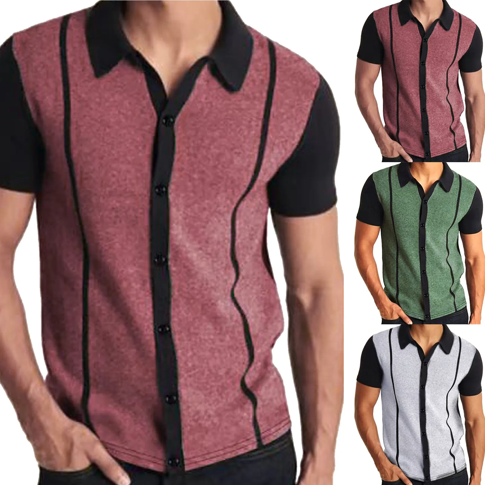 High Quality Autumn Men Tees Polo Shirts Striped Casual Short Sleeve Mens Shirts Turn-Down Collar Zipper Patchwork Polo Blouse
High Quality Autumn Men Tees Polo Shirts Striped Casual Short Sleeve Mens Shirts Turn-Down Collar Zipper Patchwork Polo Blouse