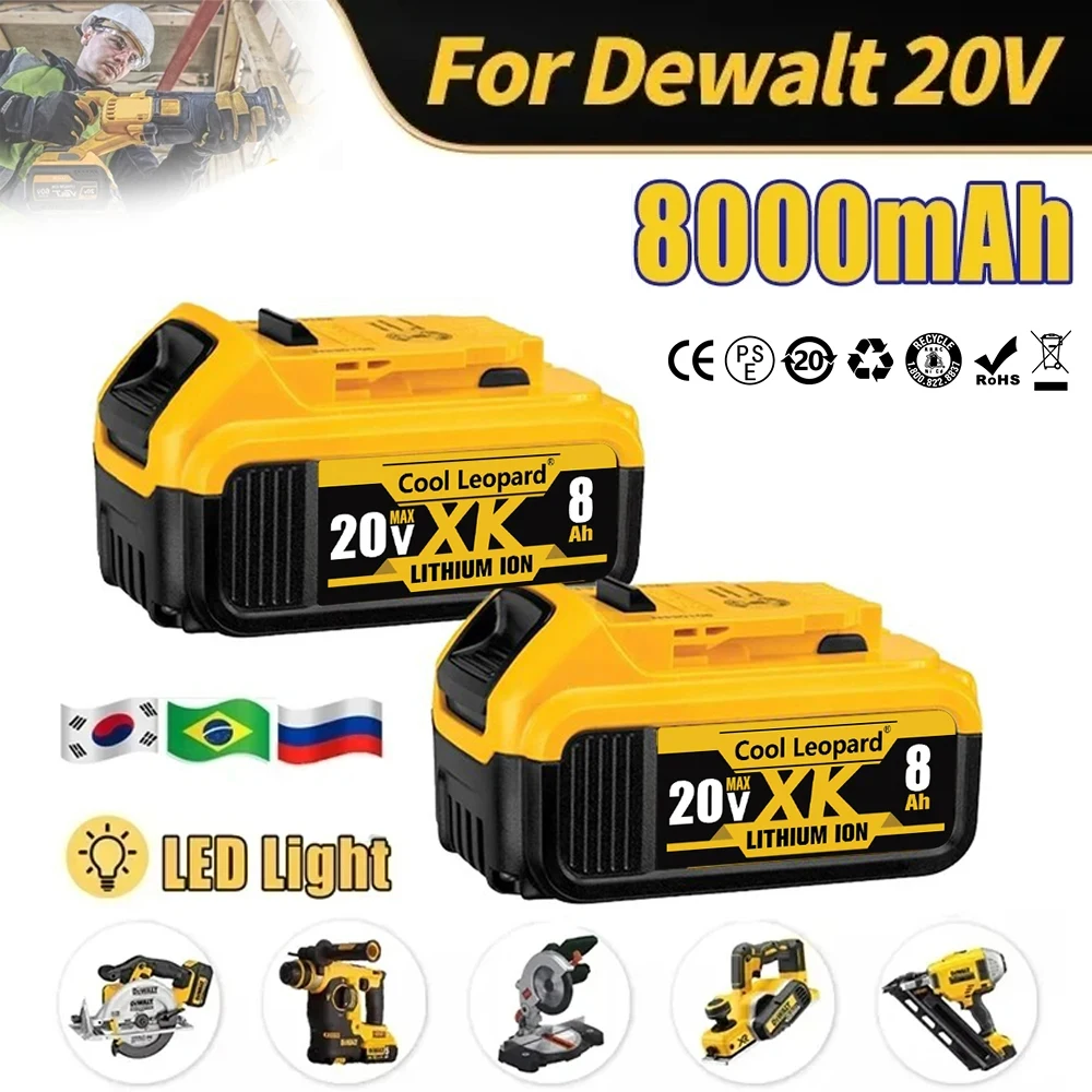 Upgrade 20V 8.0Ah Lithium Battery for Dewalt DCB200 DCB182 DCB609 DCB184 Power Tool Replacement Rechargeable Battery Cell DCB205
Upgrade 20V 8.0Ah Lithium Battery for Dewalt DCB200 DCB182 DCB609 DCB184 Power Tool Replacement Rechargeable Battery Cell DCB205