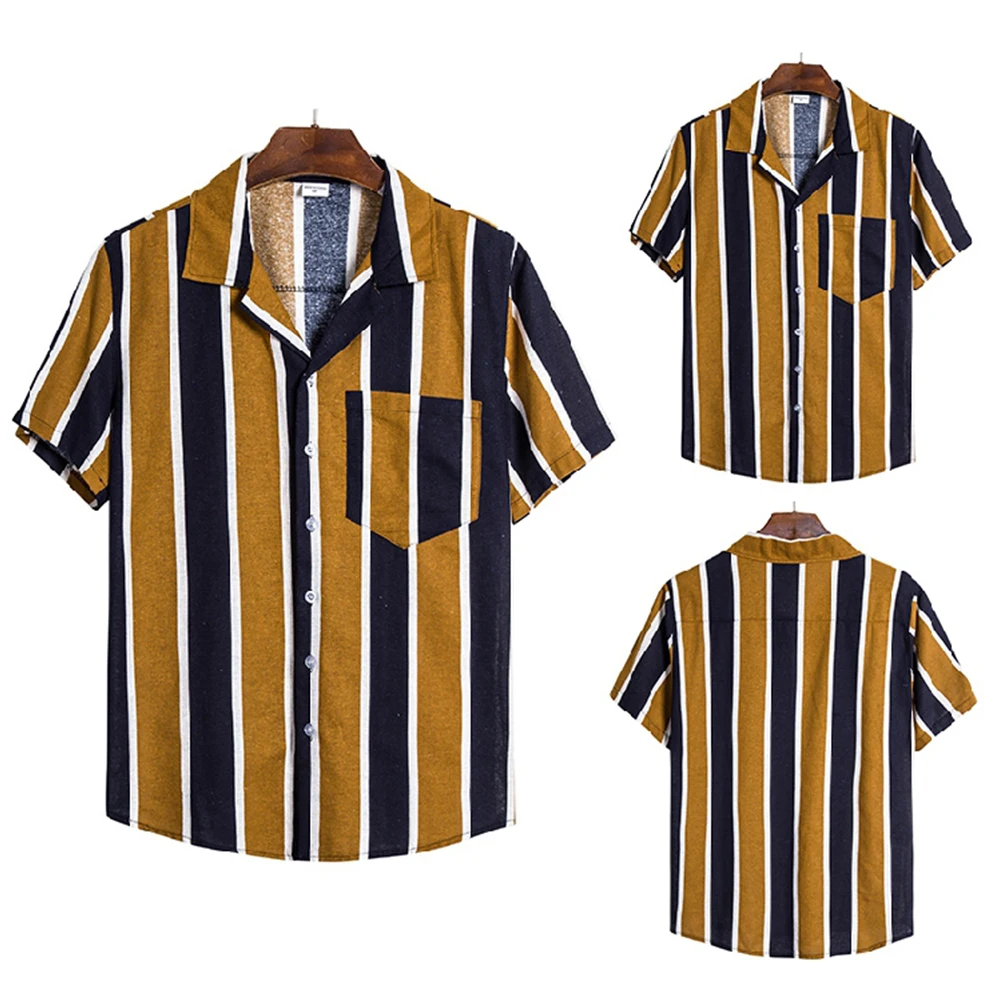 Fashion Multicolor Stripes Men Shirt Button Blouse Summer Casual Short Sleeved Top Lapel Cotton Beach Shirts For Men M-3XL
Fashion Multicolor Stripes Men Shirt Button Blouse Summer Casual Short Sleeved Top Lapel Cotton Beach Shirts For Men M-3XL