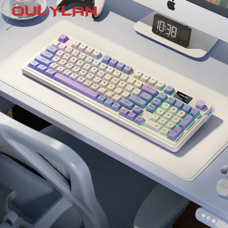 

L98 Third Mode Bluetooth Wireless 2.4G Wired Keyboard Mechanical Touch Feel E-sports Office RGB Luminous Keyboards Computer 2024