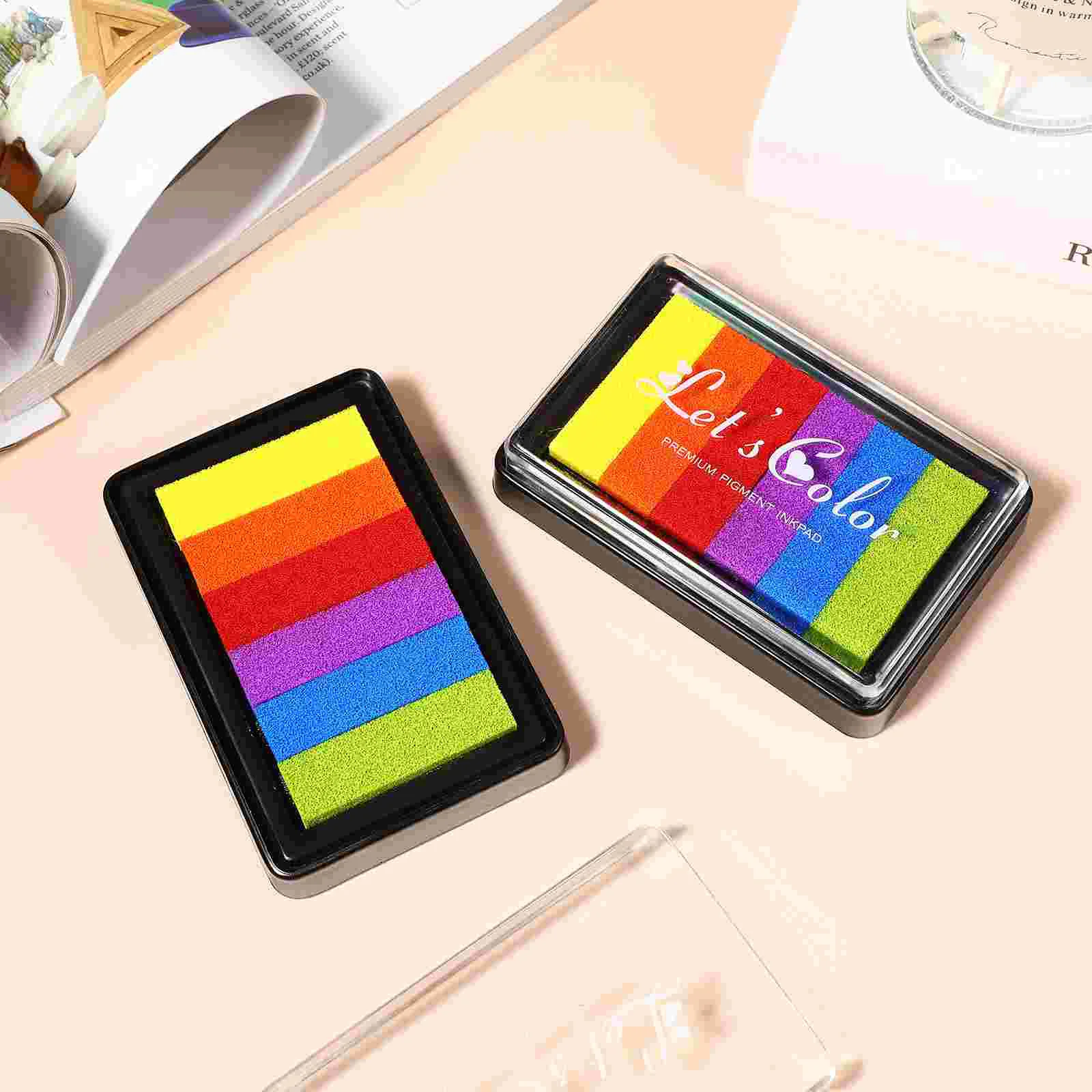 

4 Pcs Rainbow Color Finger Ink Pad Kids Inkpad Graffiti Stamps DIY Pads Colored Large Pigment Craft