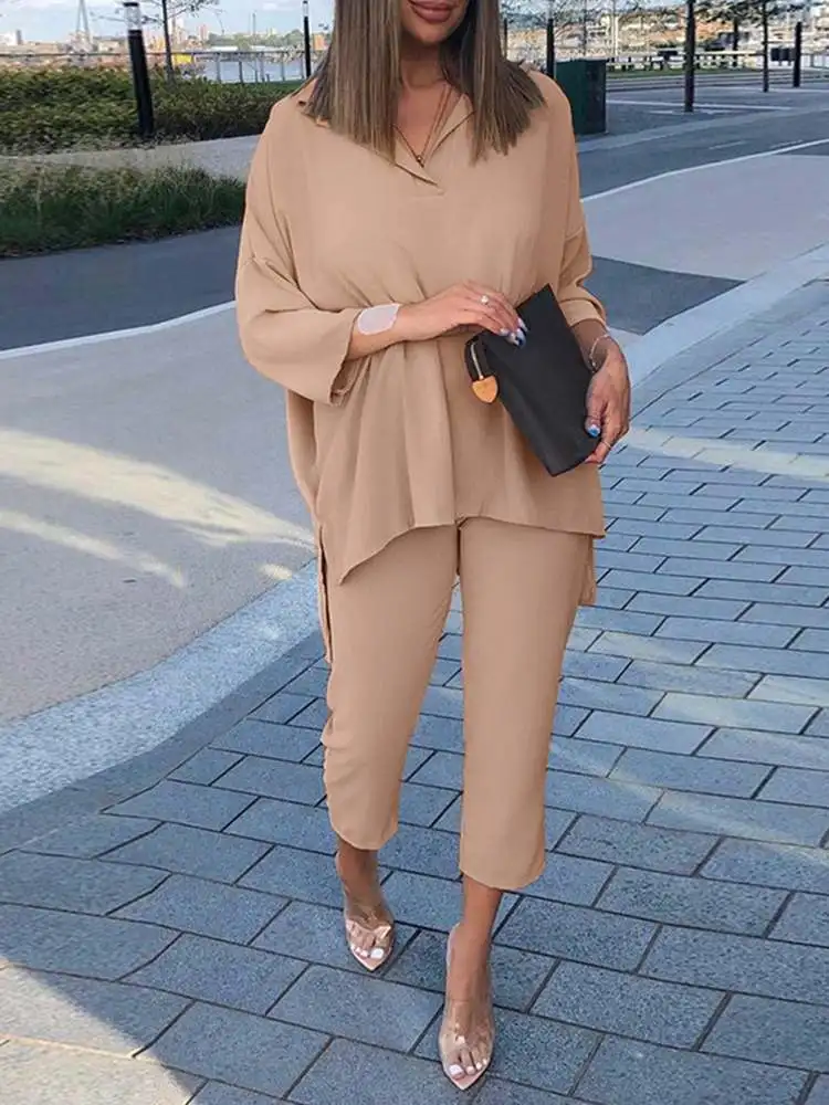2PCS Pant Sets Spring Lapel Neck Long Sleeve Blouse Suits Urban Tracksuit Women OL Matching Sets Casual Solid Work Sets
2PCS Pant Sets Spring Lapel Neck Long Sleeve Blouse Suits Urban Tracksuit Women OL Matching Sets Casual Solid Work Sets