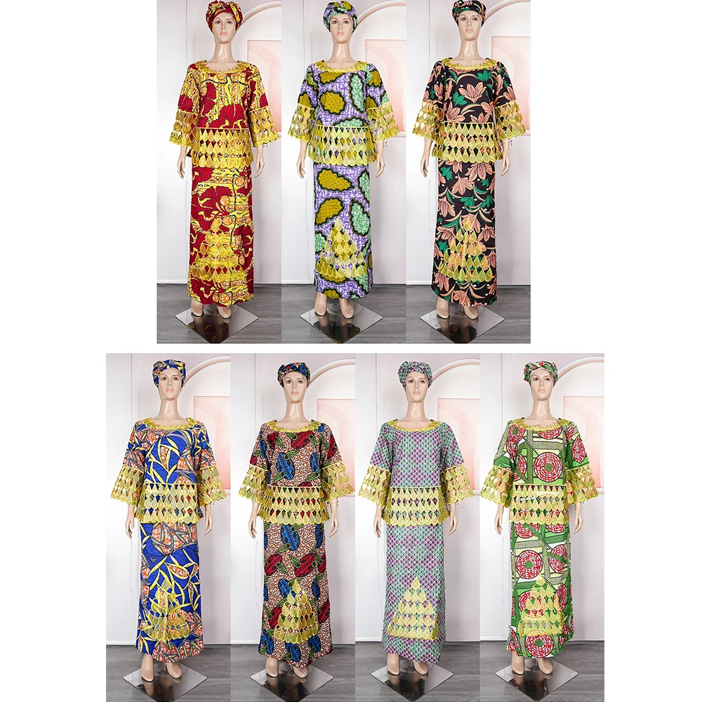 

MD African Dresses Gown Bazin Riche Dashiki Dress Traditional For Women Embroidery Pattern With Stone South Africa Clothes Robe