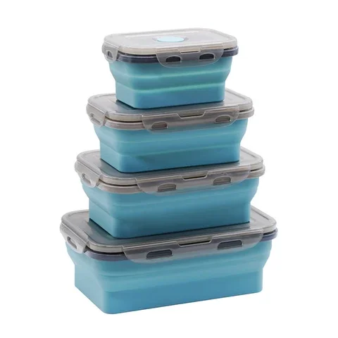 

Foldable Silicone Lunch Box Microwave Oven Bento Lunchbox Kitchen Home School Food Storage Container Picnic Camping Food Box