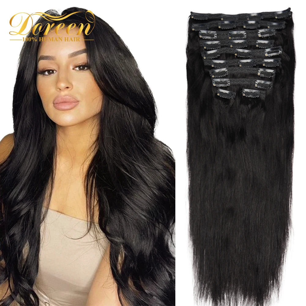 

Doreen 160G 200G 240G Volume Series Brazilian Machine Remy Straight Clip In Human Hair Extensions Full Head 10Pcs 16 to 24 Inch